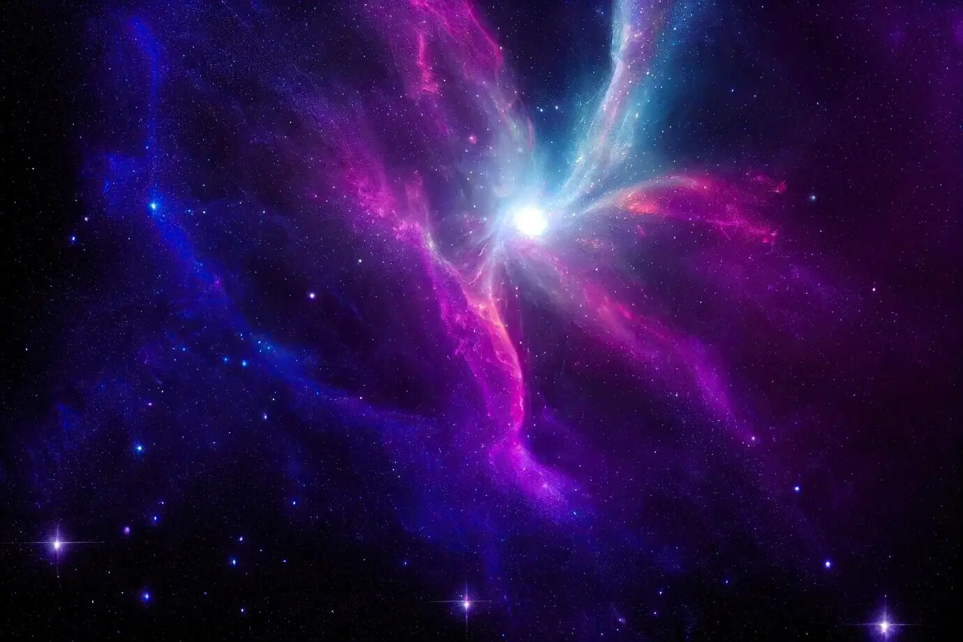 A realistic space background featuring a starry night cosmos with shining stars, the Milky Way, and stardust in a colorful galaxy.