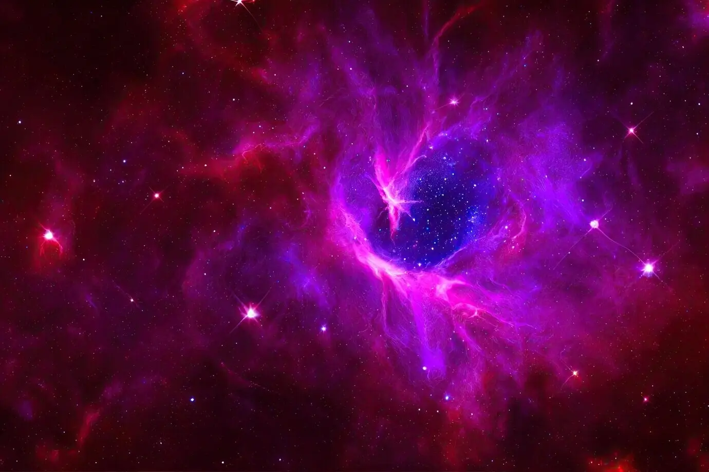 Realistic space background with a starry night cosmos, shining stars, the Milky Way, stardust, and a colorful galaxy.