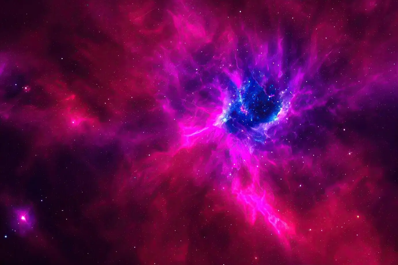 Realistic space background featuring a starry night cosmos with shining stars, the Milky Way, and a stardust-colored galaxy.