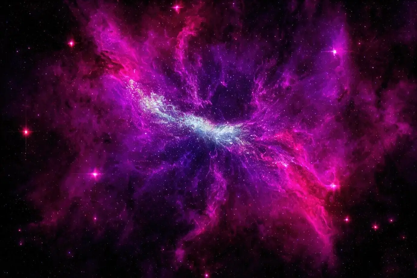 A realistic space background featuring a starry night cosmos, shining stars, the Milky Way, and a stardust-colored galaxy.